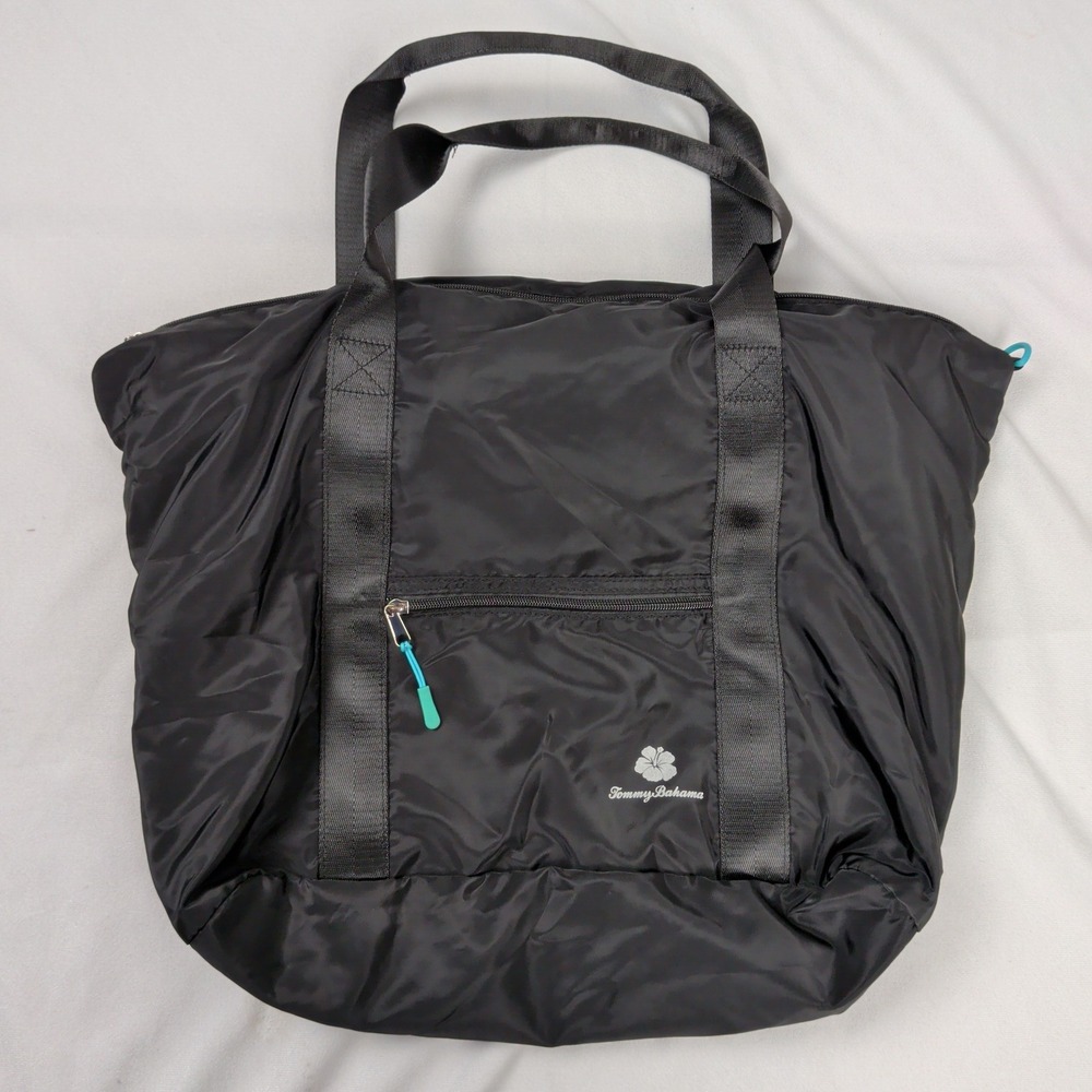 Tommy Bahama Black Tote with Teal Accent